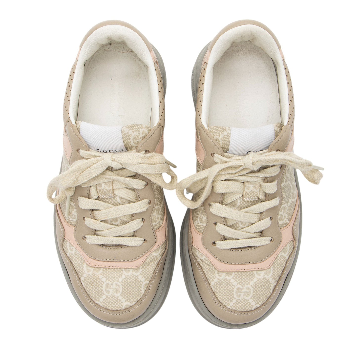 Gucci GG Supreme Leather Interlocking G Platform Sneakers - Size 5.5 / 35.5