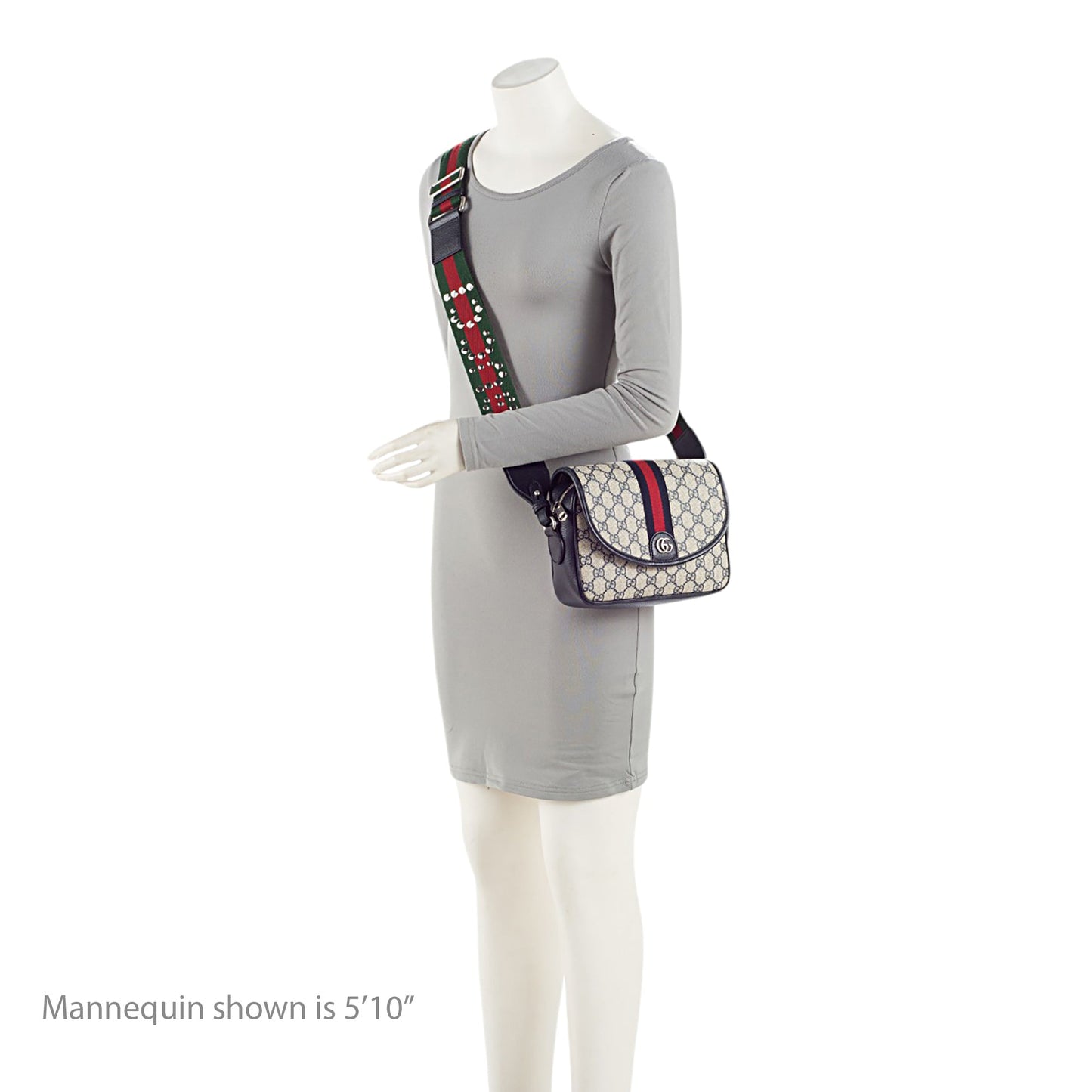 Gucci GG Supreme Ophidia Studded Web Flap Small Messenger (SHF-PTZrcp)