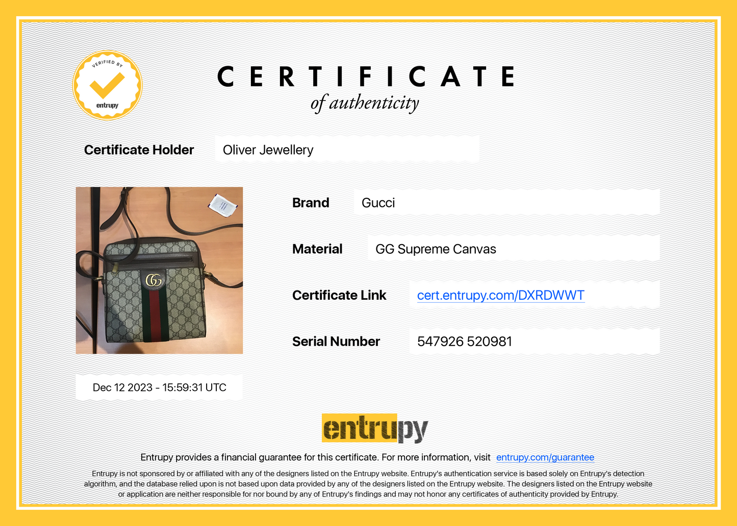 Gucci GG Supreme Ophidia GG Small Messenger Bag