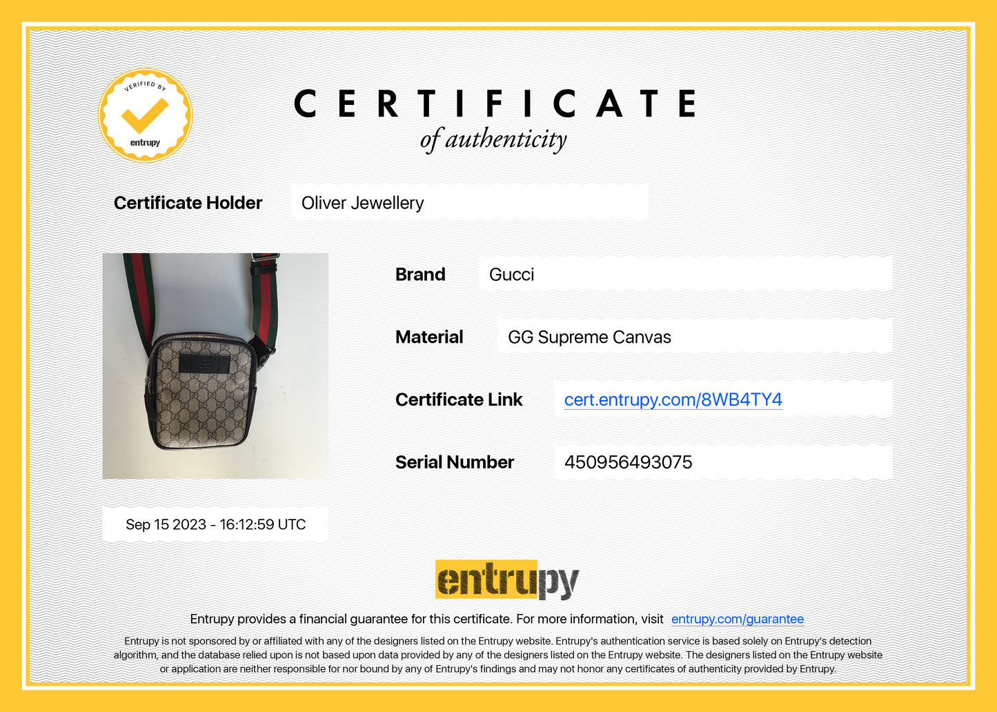 Gucci GG Supreme Web Double Belt Bag