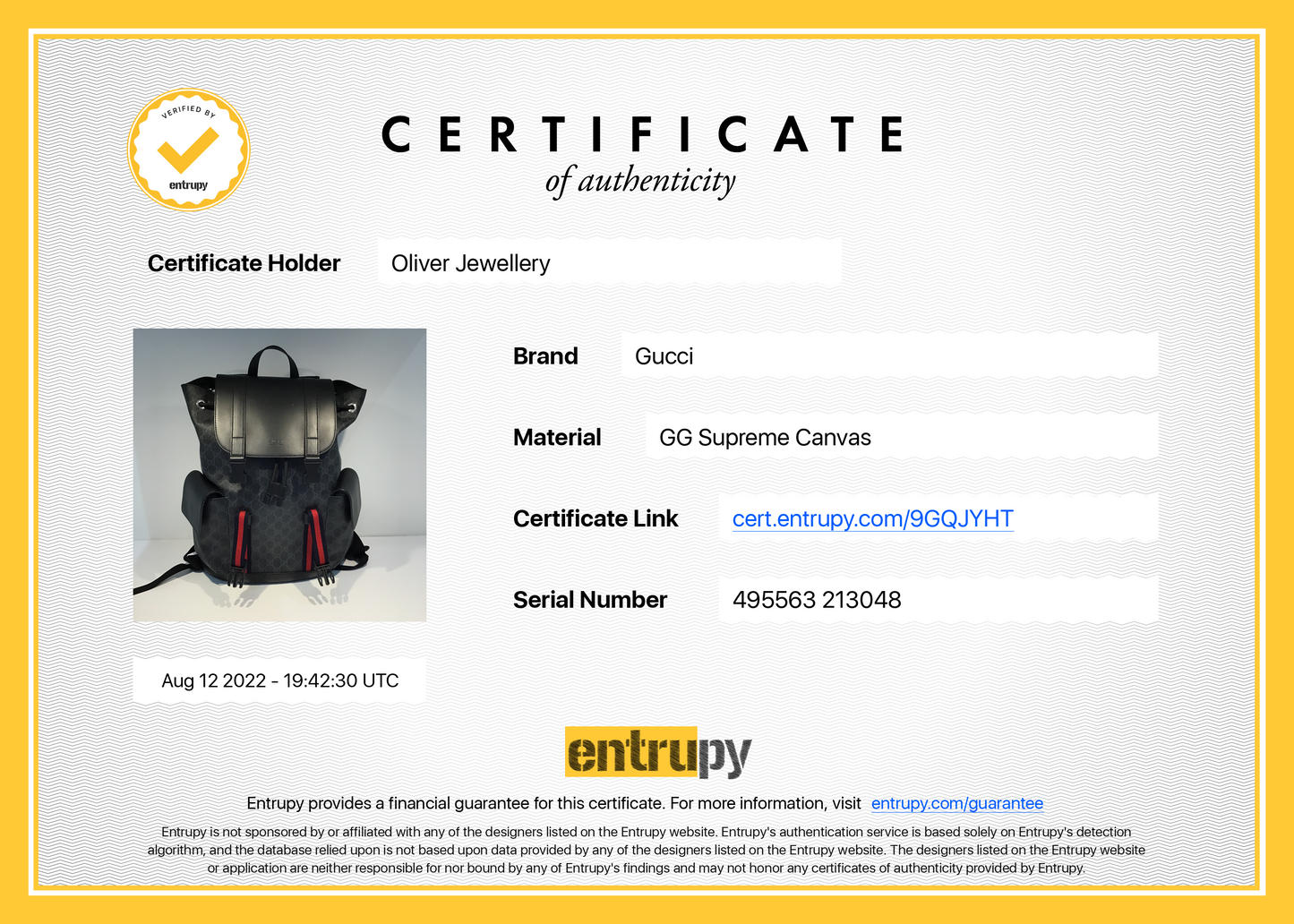 Gucci GG Supreme Web Skateboard Backpack