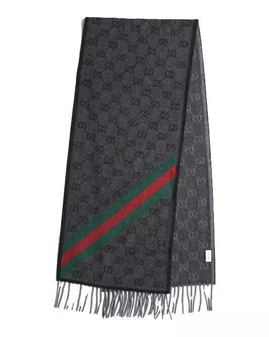 GUCCI GG SUPREME WEB WOOL CASHMERE BLEND SCARF