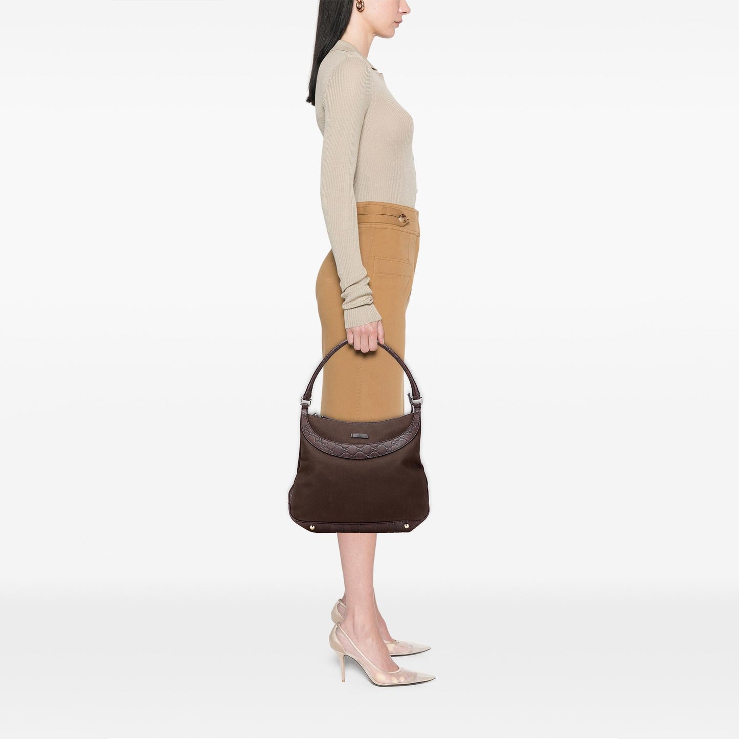 Gucci Guccissima Trimmed Canvas Shoulder Bag