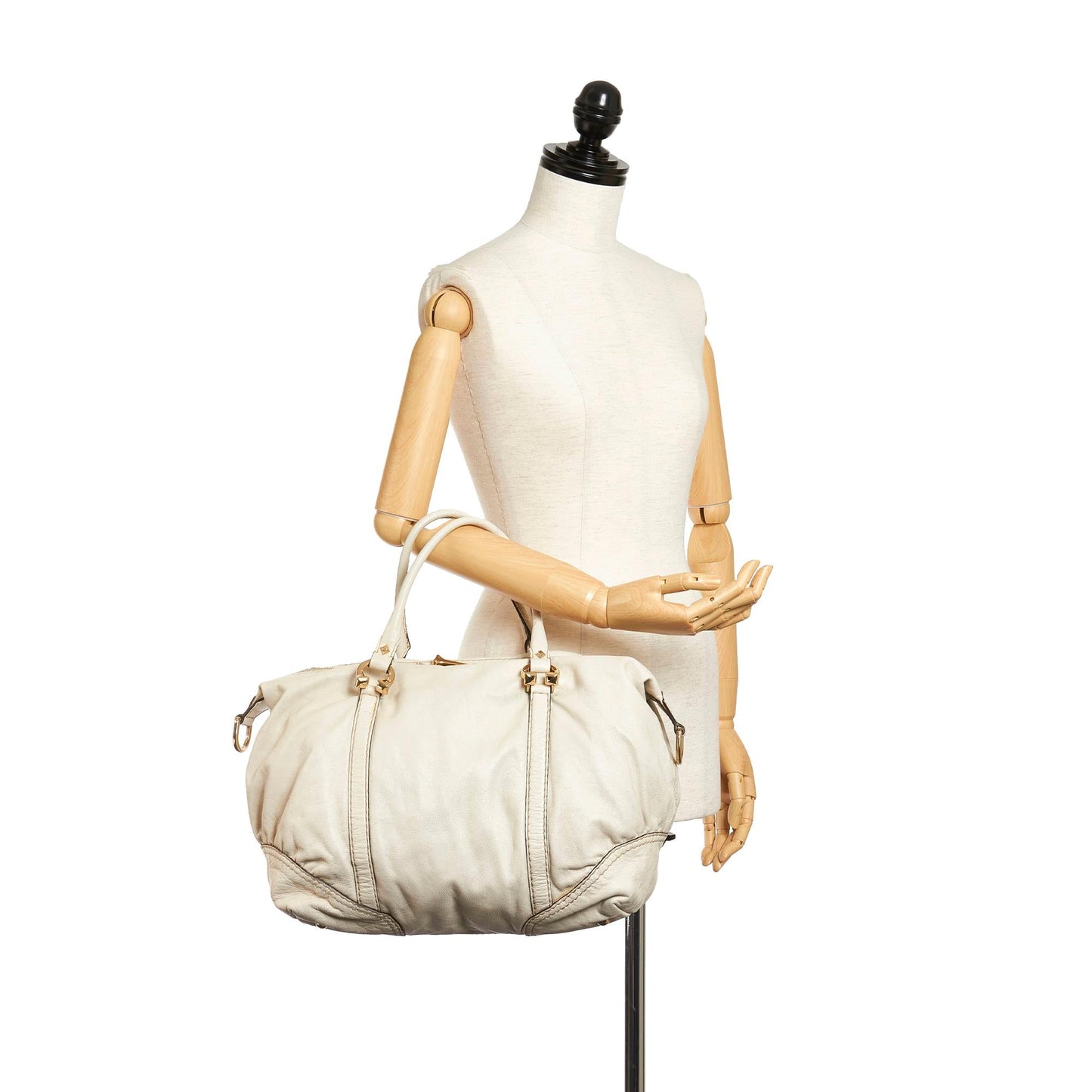 Gucci Horsebit Nail Leather Boston Bag (SHG-37755)