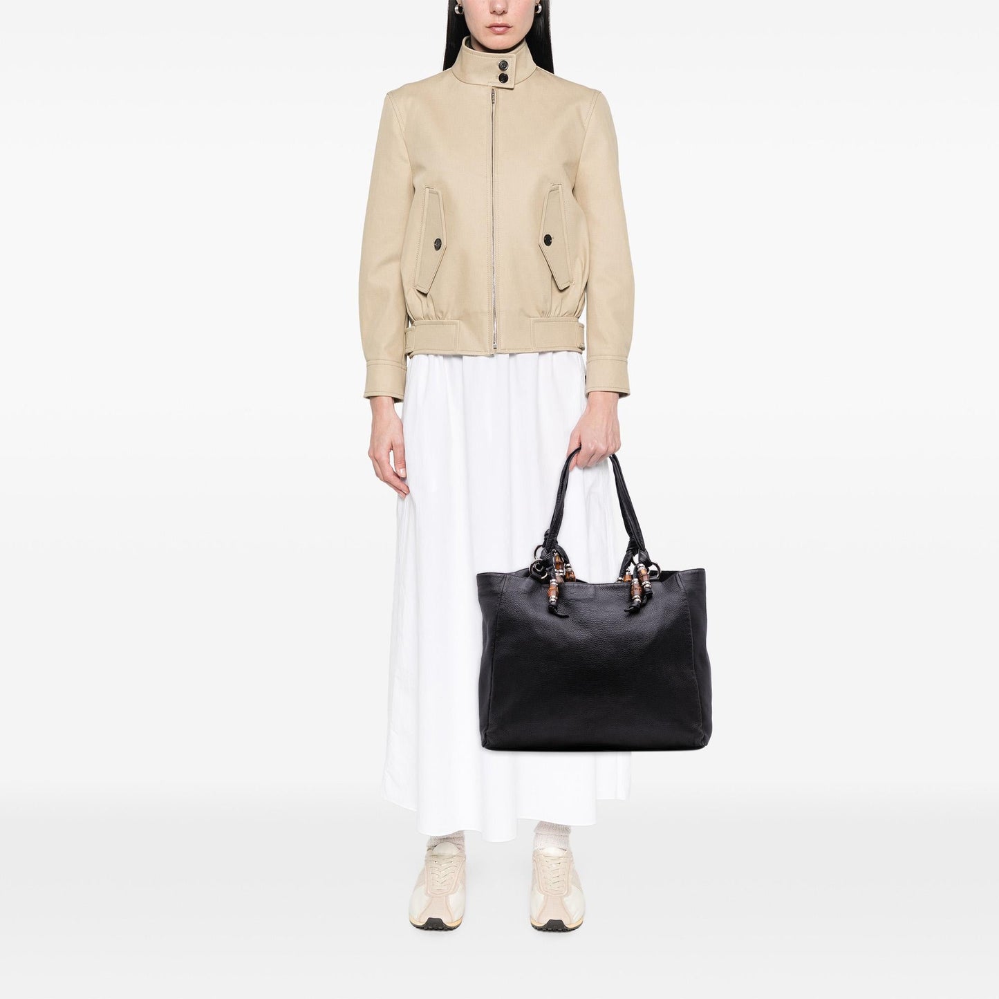 Gucci Large Pebbled Calfskin Bamboo Jungle Convertible Tote