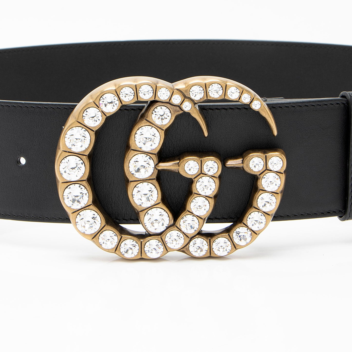 Gucci Leather Crystal GG Belt - Size 34 / 85