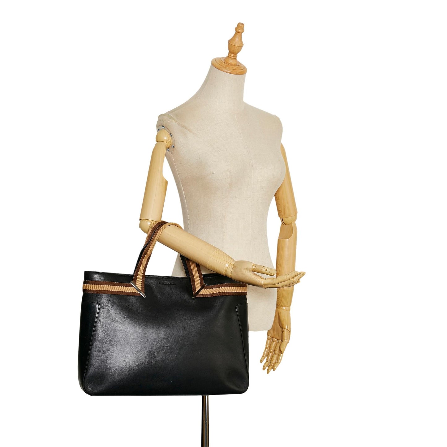 Gucci Leather Web Tote (SHG-35734)