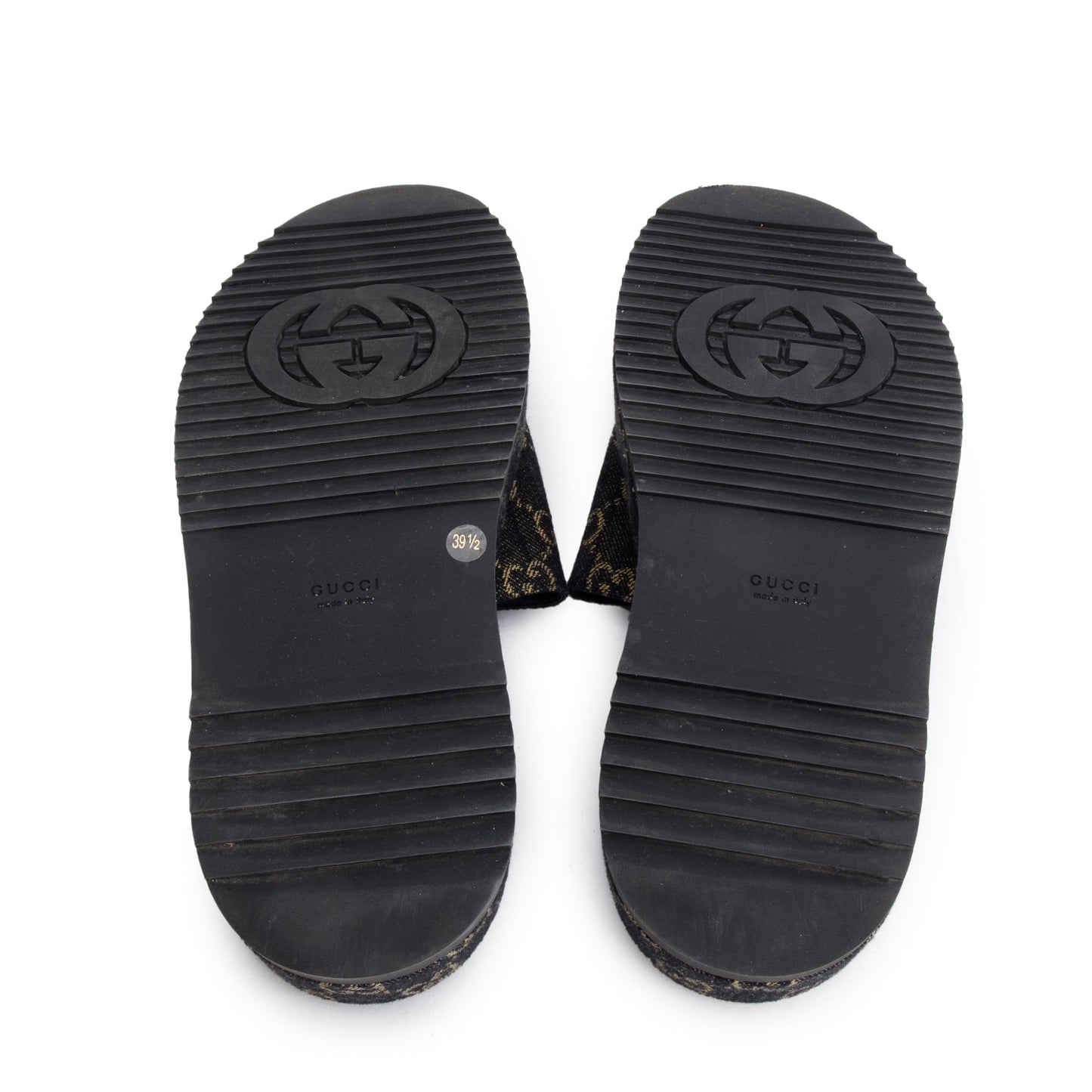 Gucci Navy GG Denim Patform Slide Sandal, Size 39.5