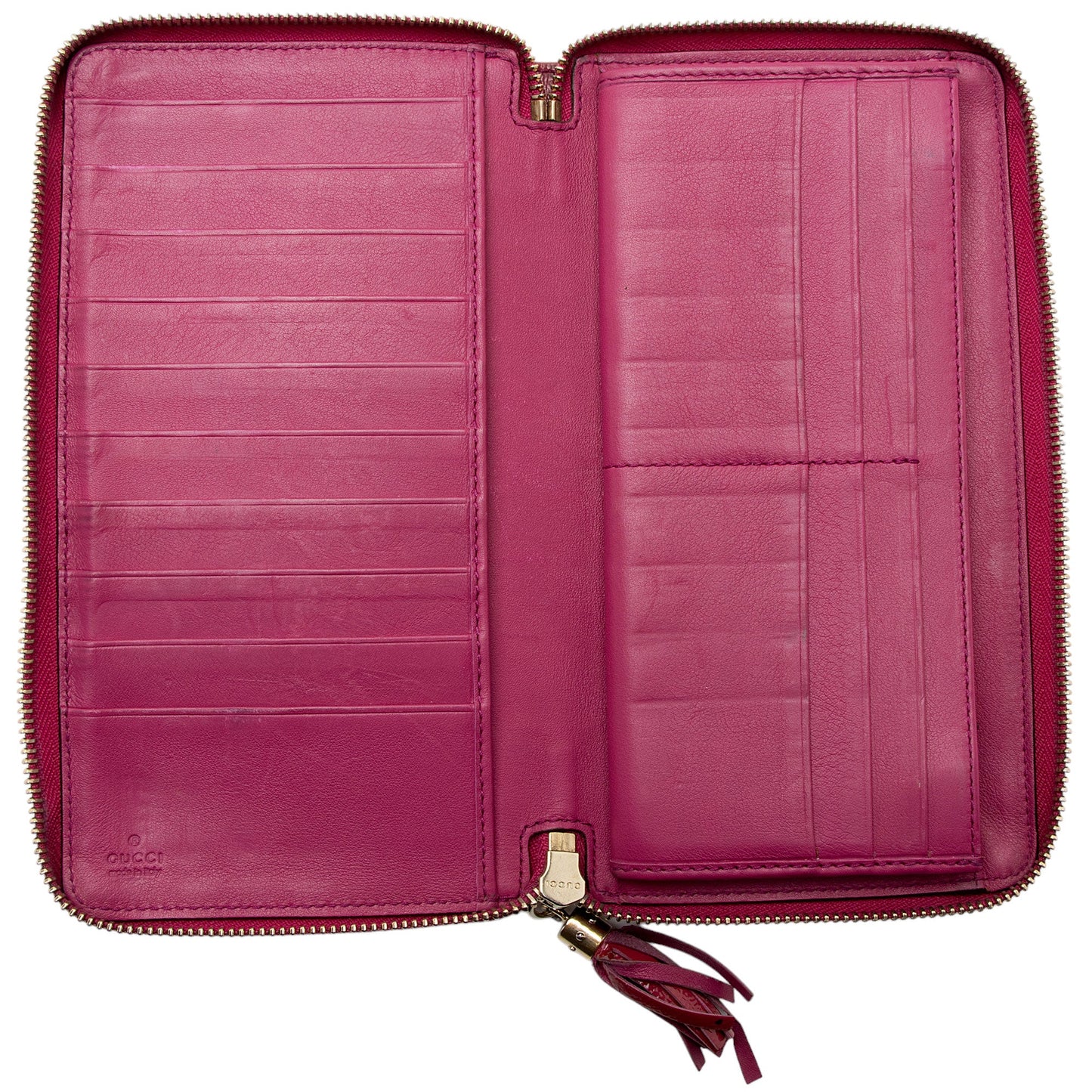 Gucci Patent Leather Soho Travel Zip Around Wallet (SHF-3tKxuo)