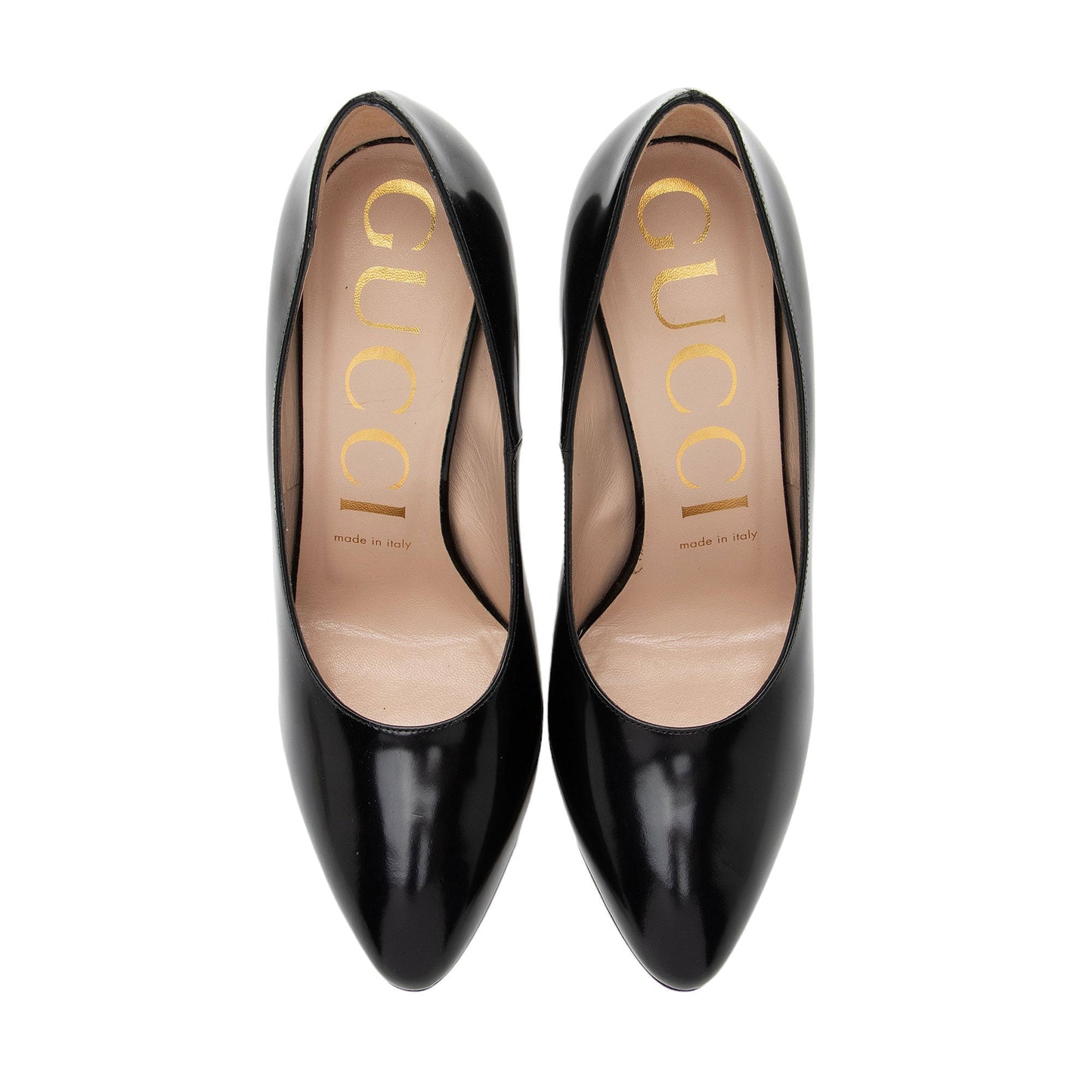 Gucci Polished Leather Removable Faux Pearl Bow Pumps - Size 7 / 37