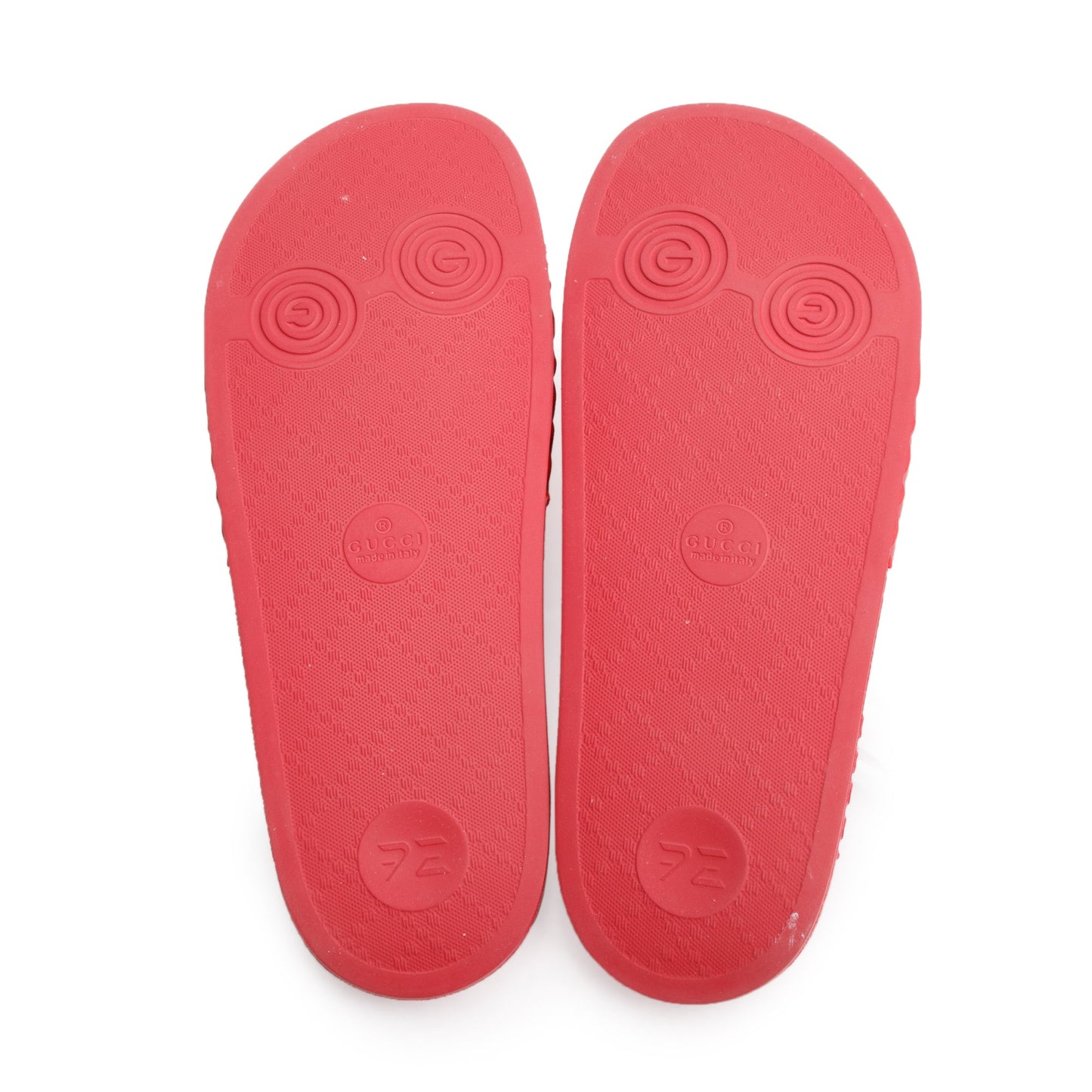 Gucci Red Rubber Double G Logo Slides, Size 11