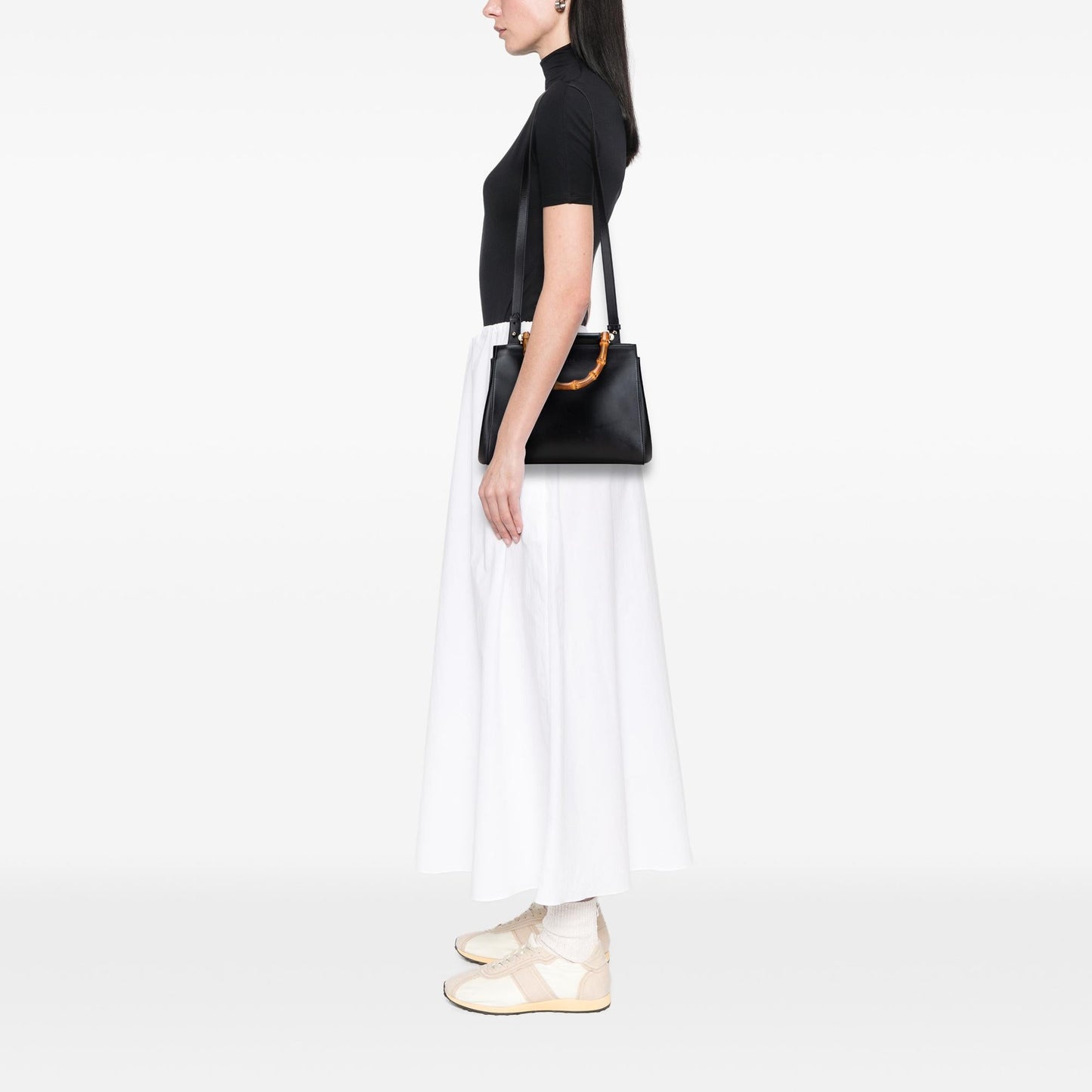 Gucci Small Leather Bamboo Nymphaea Satchel