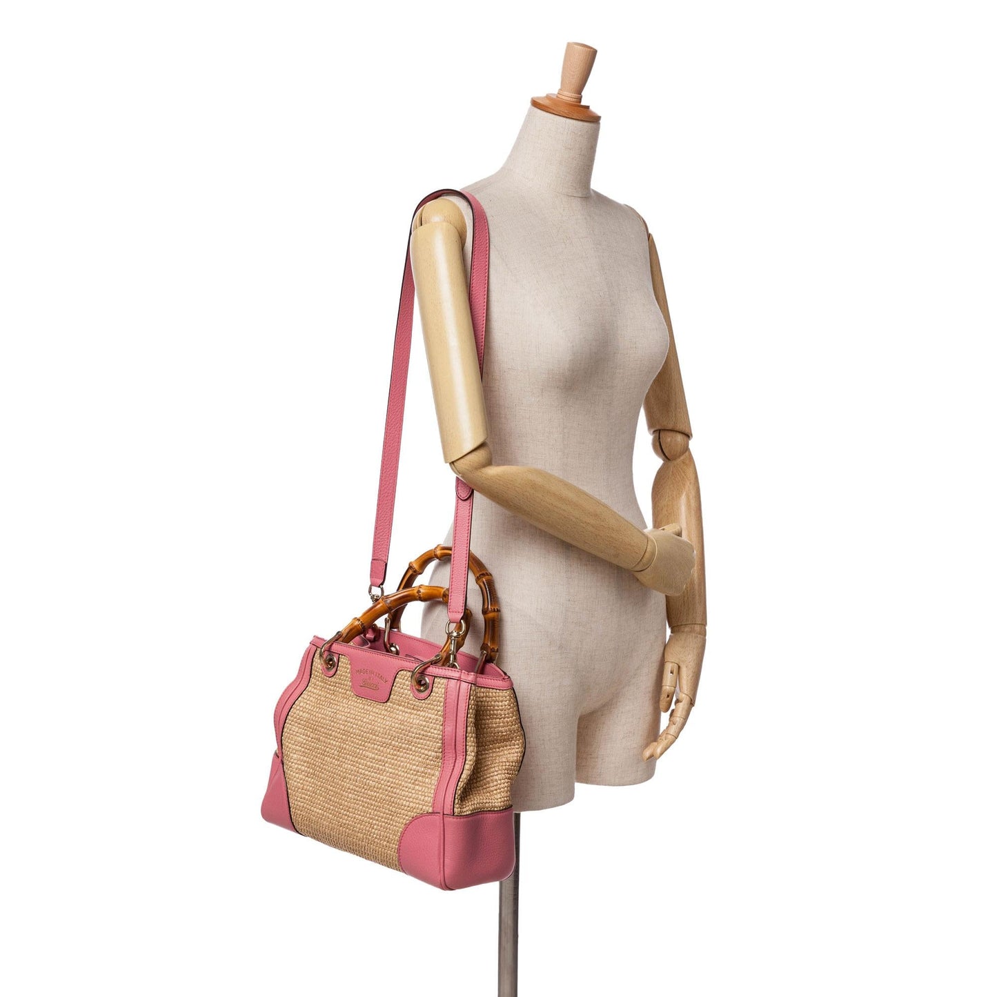 Gucci Small Raffia Bamboo Shopper Satchel