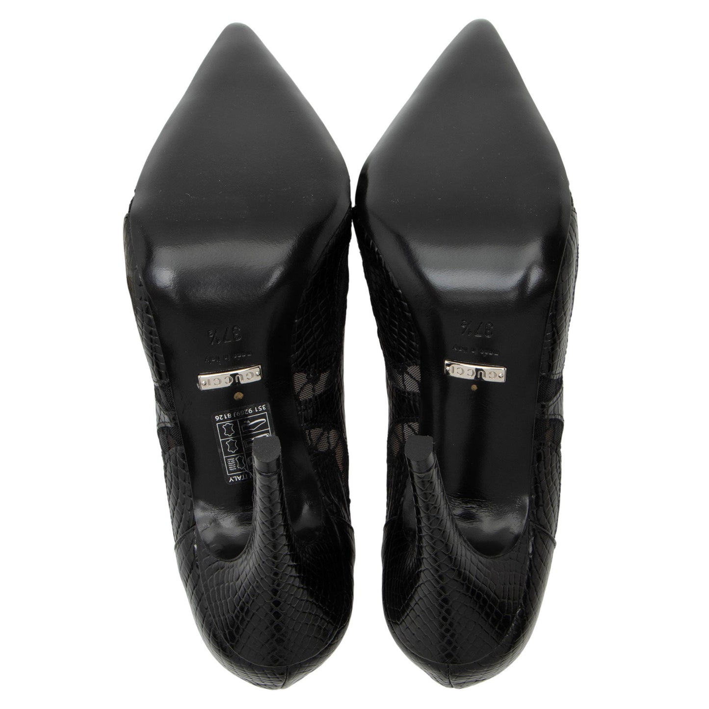 Gucci Snake Embossed Leather Lace Pumps - Size 7.5 / 37.5
