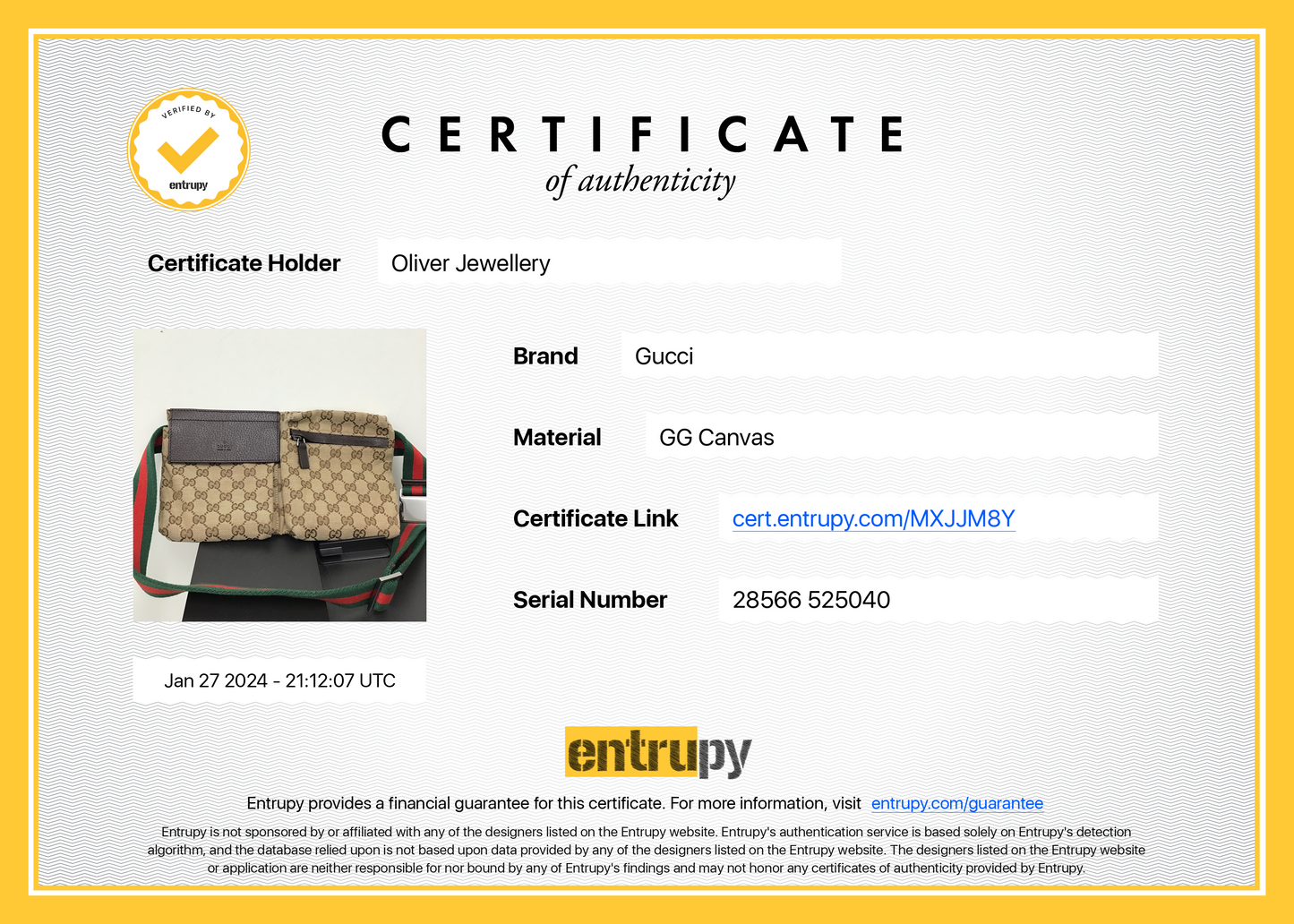 Gucci Vintage GG Canvas Double Pocket Belt Bag