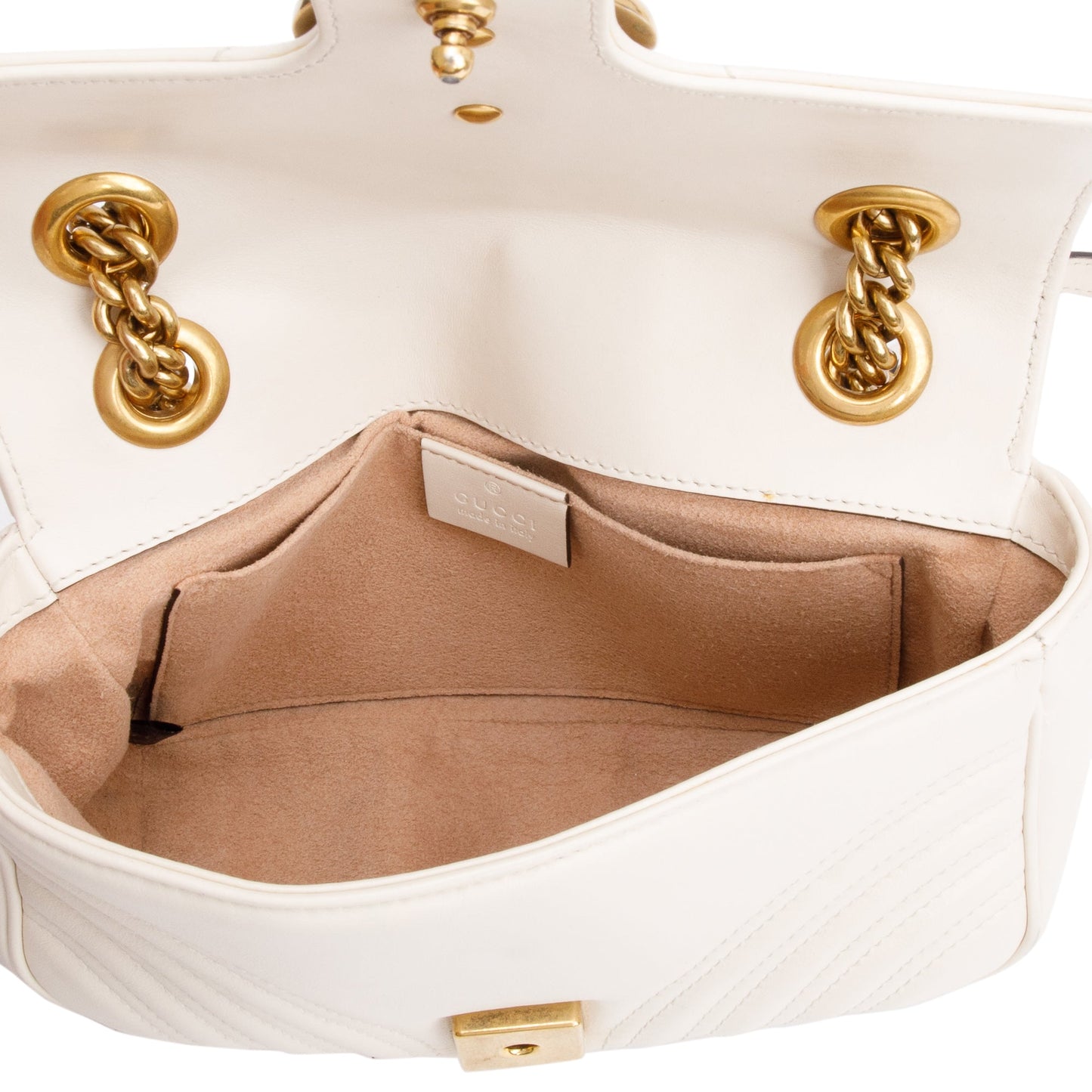Gucci White GG Marmont Matelasse Mini Shoulder Bag