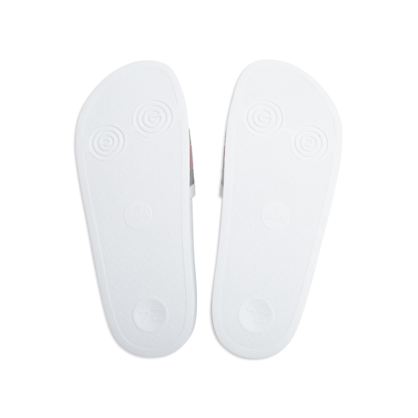 Gucci White, Green & Red Web Accent Rubber Slides