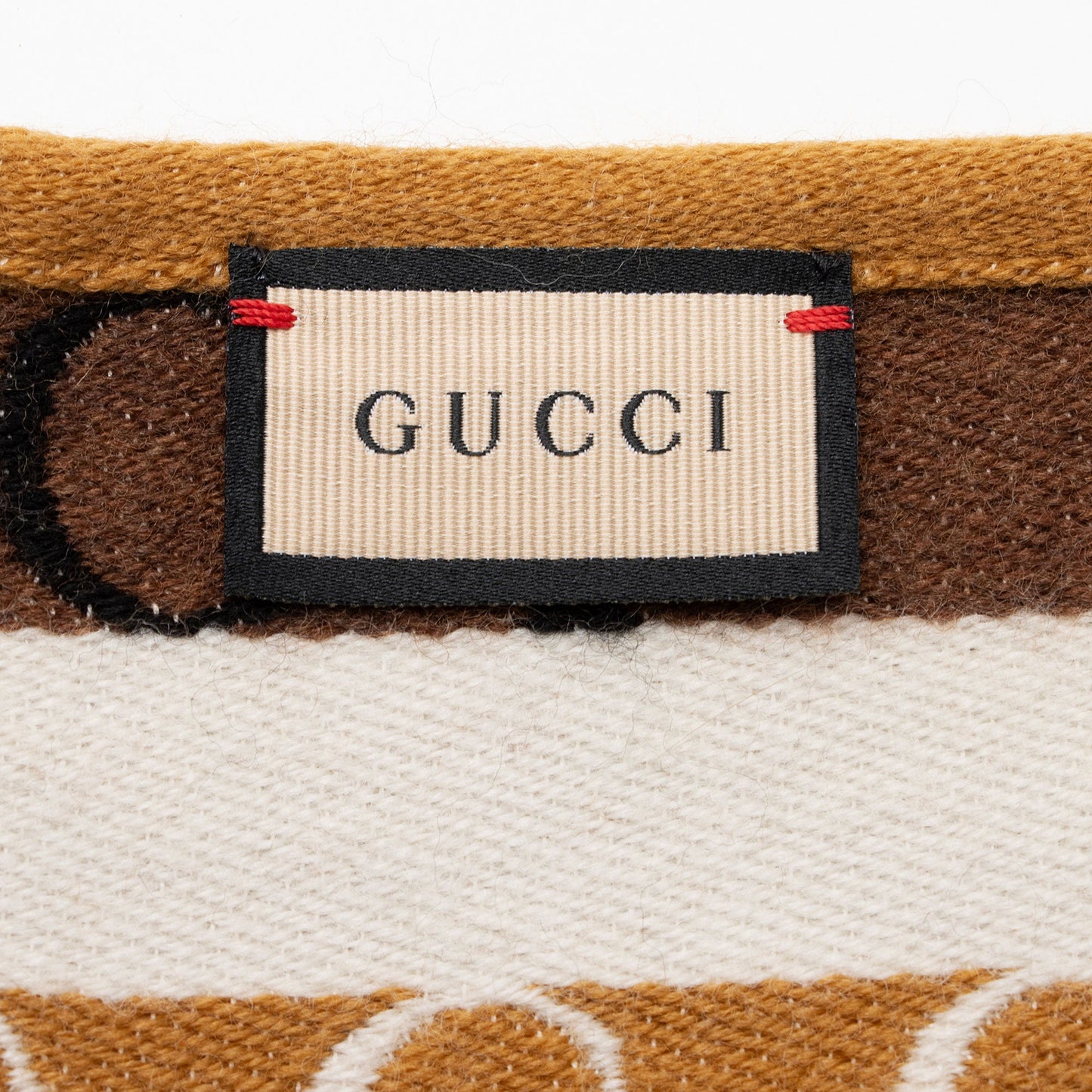 Gucci Wool Cotton Logo Wood Stripes Scarf (SHF-syWy5L)