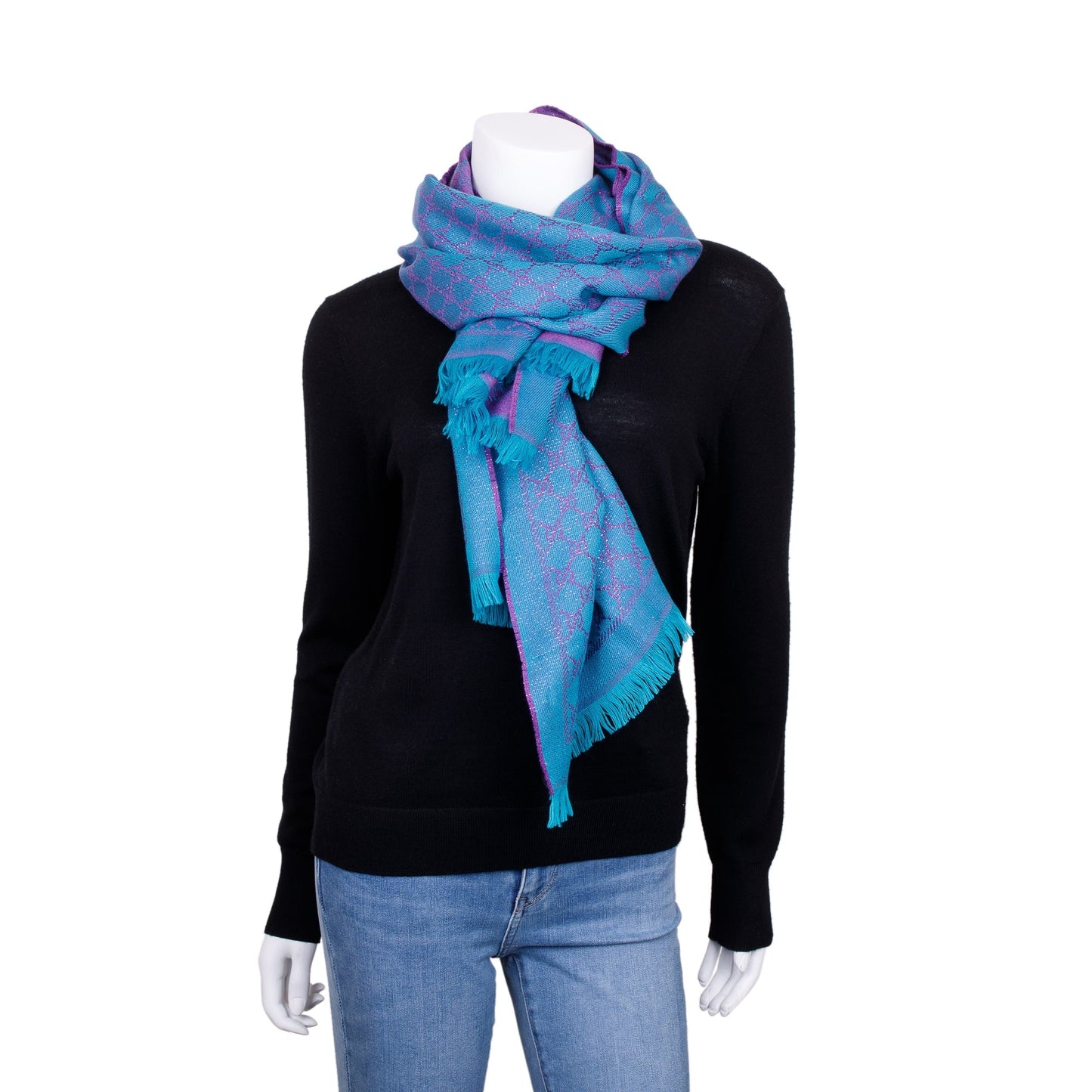 Gucci Wool Jacquard Monogram Reversible Scarf