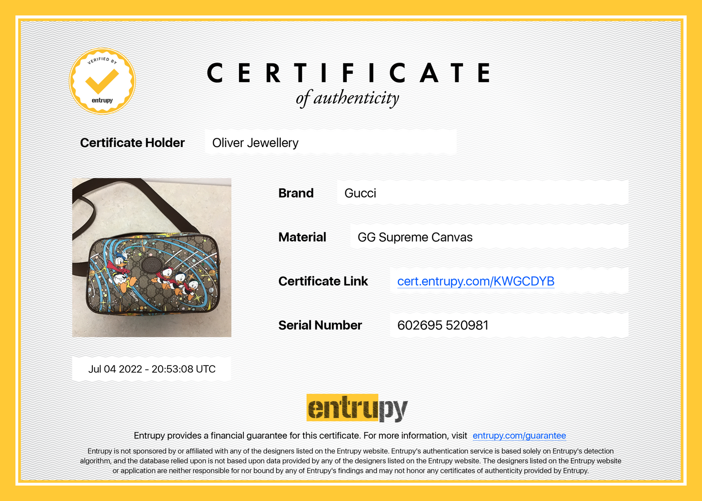 Gucci x Disney Donald Duck GG Supreme Belt Bag