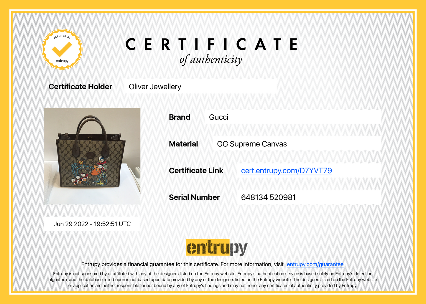 Gucci x Disney Donald Duck GG Supreme Convertible Tote