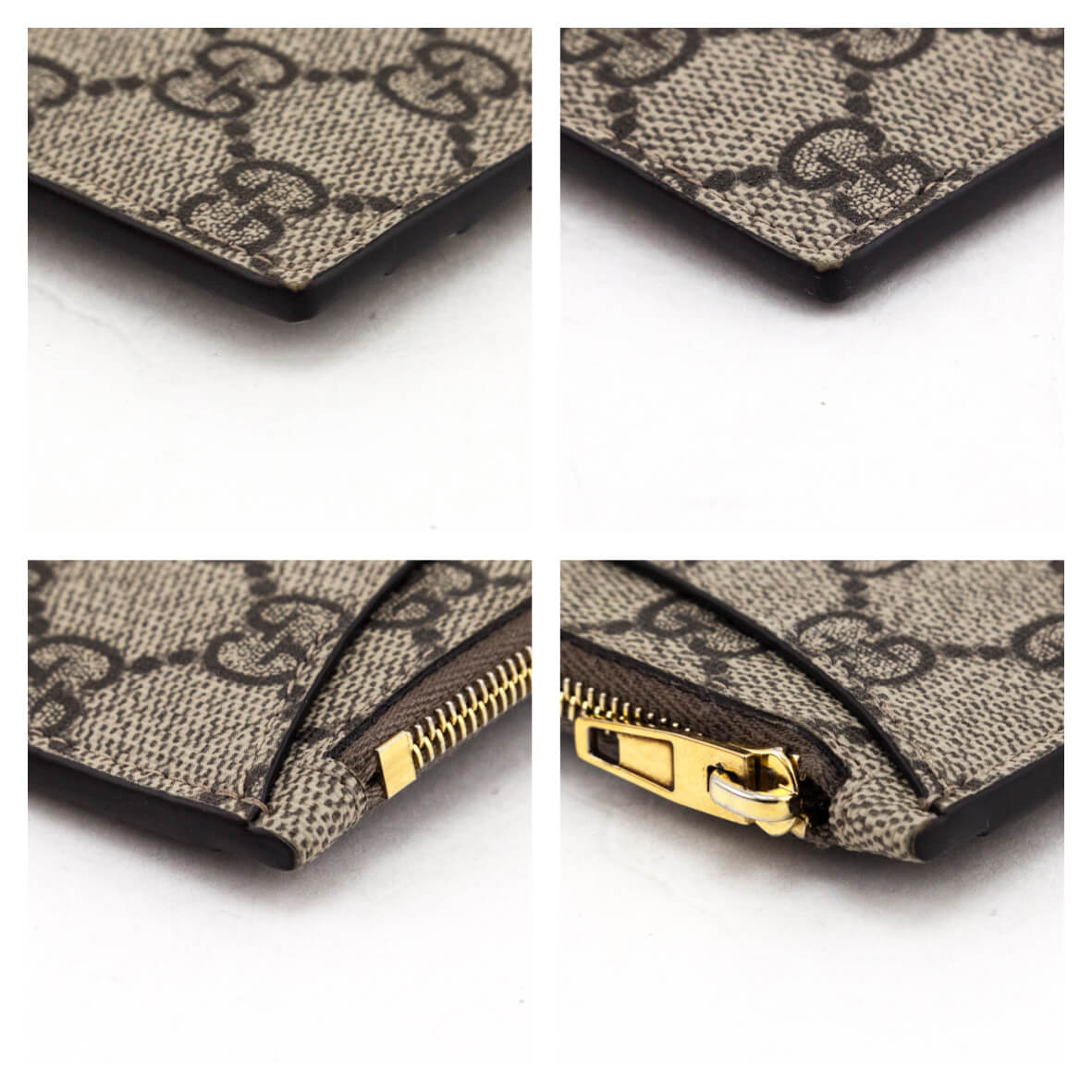Gucci x Luxury Balenciaga Trending 2025 Beige GG Supreme Monogram Zip Card Case