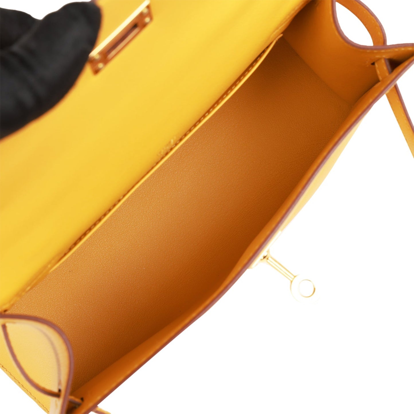 Luxury Hermes Kelly Pochette Jaune Ambre Swift Gold Hardware