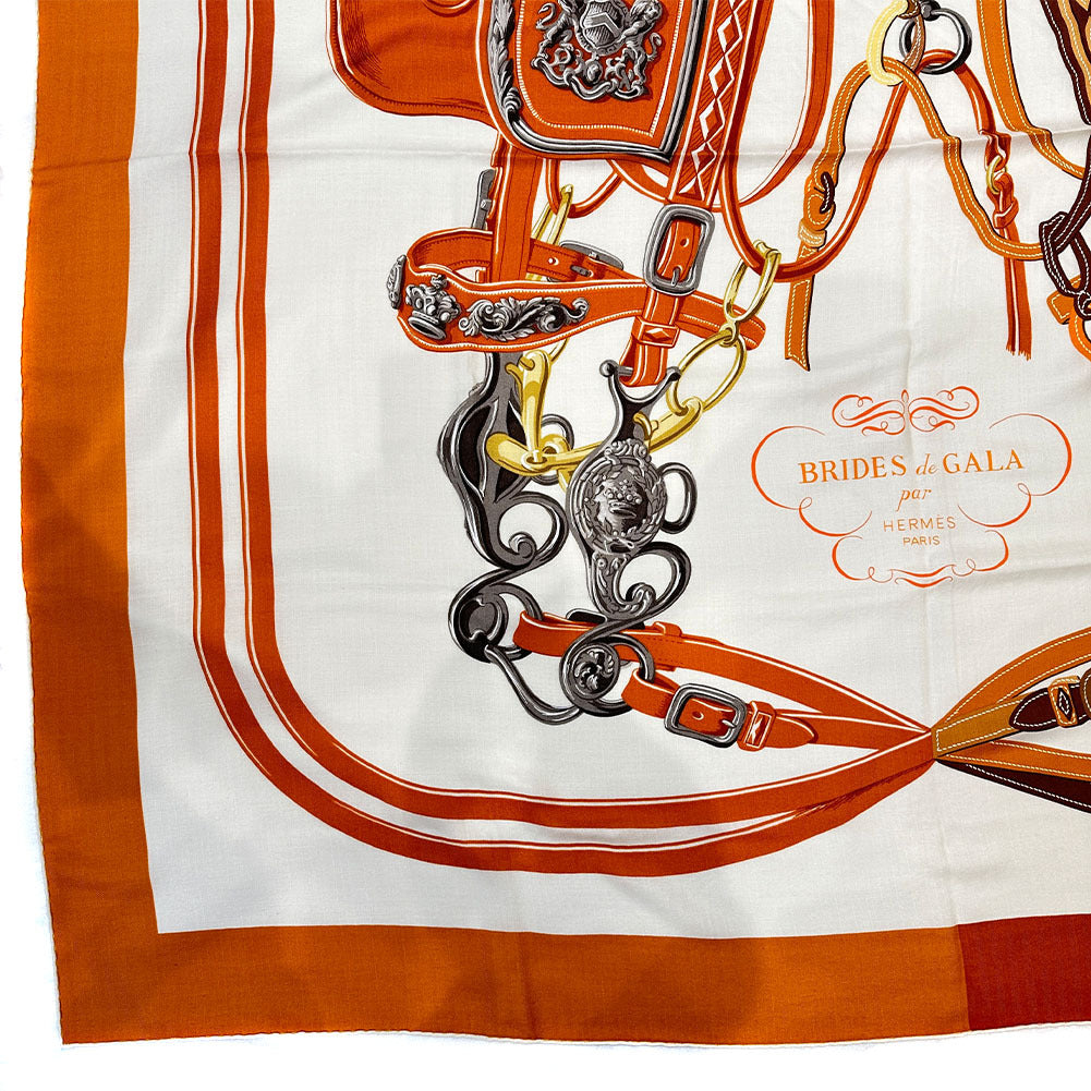 HERMES Stall Cashmere, Silk Orange Caljean 140 Women