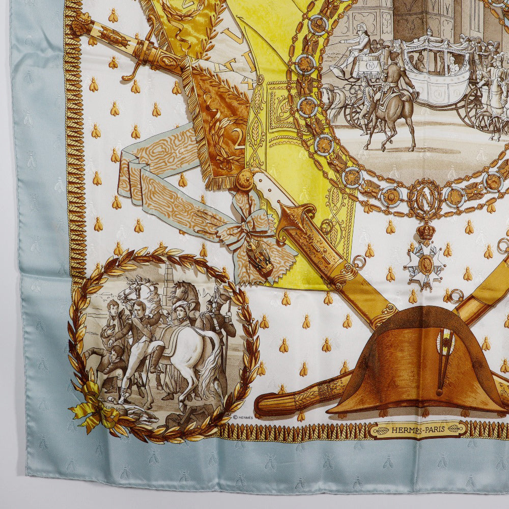HERMES scarf silk light blue NAPOLEON Carre90