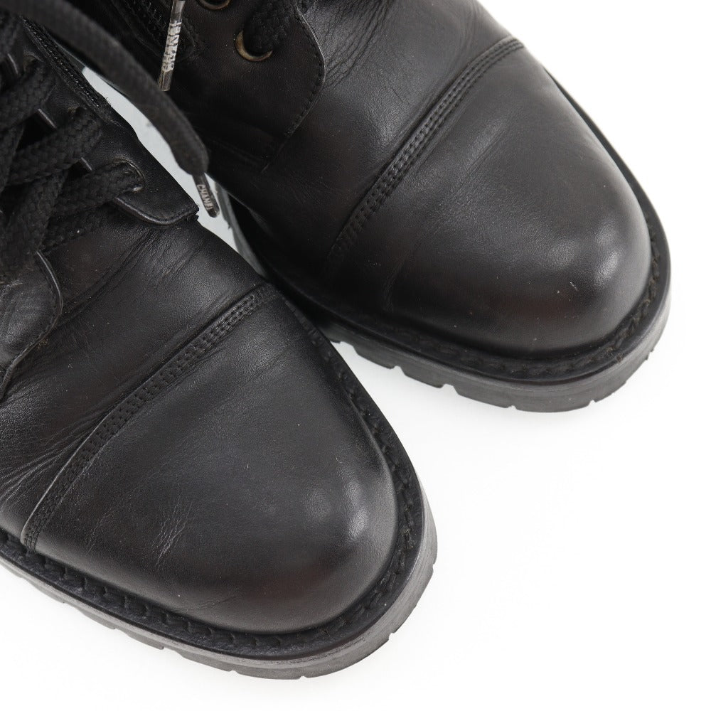 CHANEL boots leather black Sports line Women 35