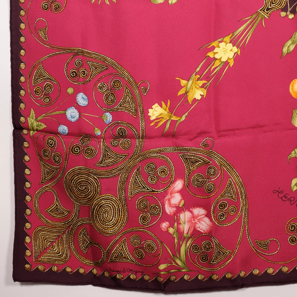 HERMES scarf silk Red ARABESQUES arabesque Carre90 Women