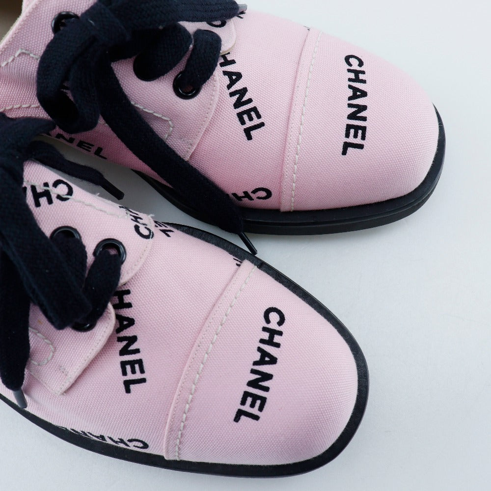 CHANEL sneakers A05136 canvas Two-tone color (pink) Logo print 36 1/2