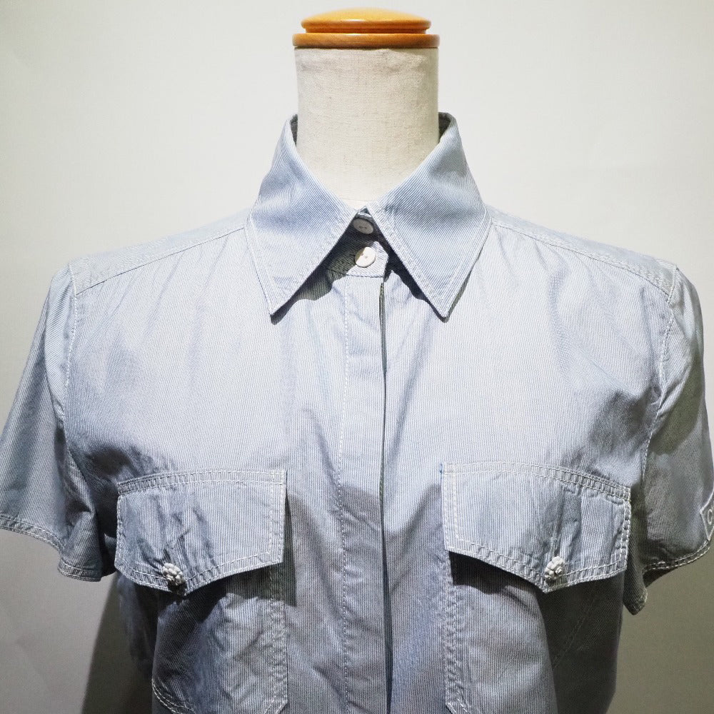 CHANEL Short sleeve shirt P24930V15491 silk Blue Women 38