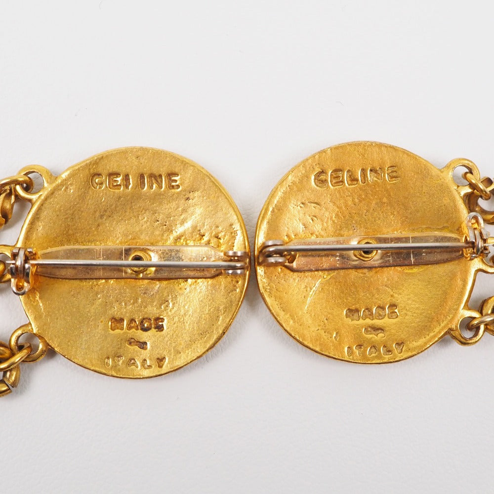 CELINE Brooch Plated Gold gold vintage Chain Women