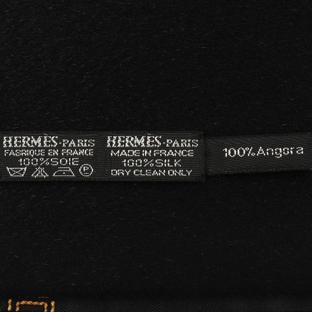 HERMES Scarf Silk, Angora black unisex(Unisex)
