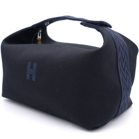 HERMÈS CANVAS LARGE BRIDE A BRAC POUCH BLEU NUIT
