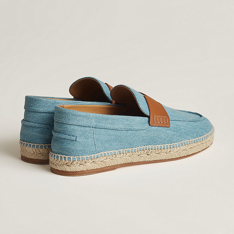 HERMÈS DENIM CALFSKIN LEATHER TRIP ESPADRILLES