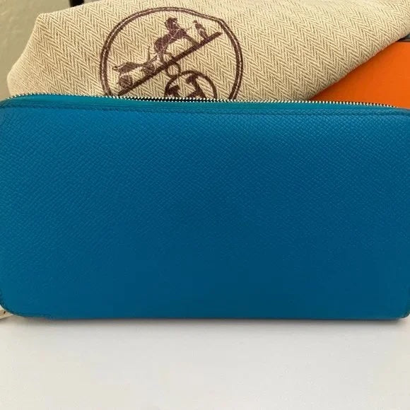 HERMÈS EPSOM LEATHER SILK'IN LONG ZIP AROUND WALLET IN ZANZIBAR