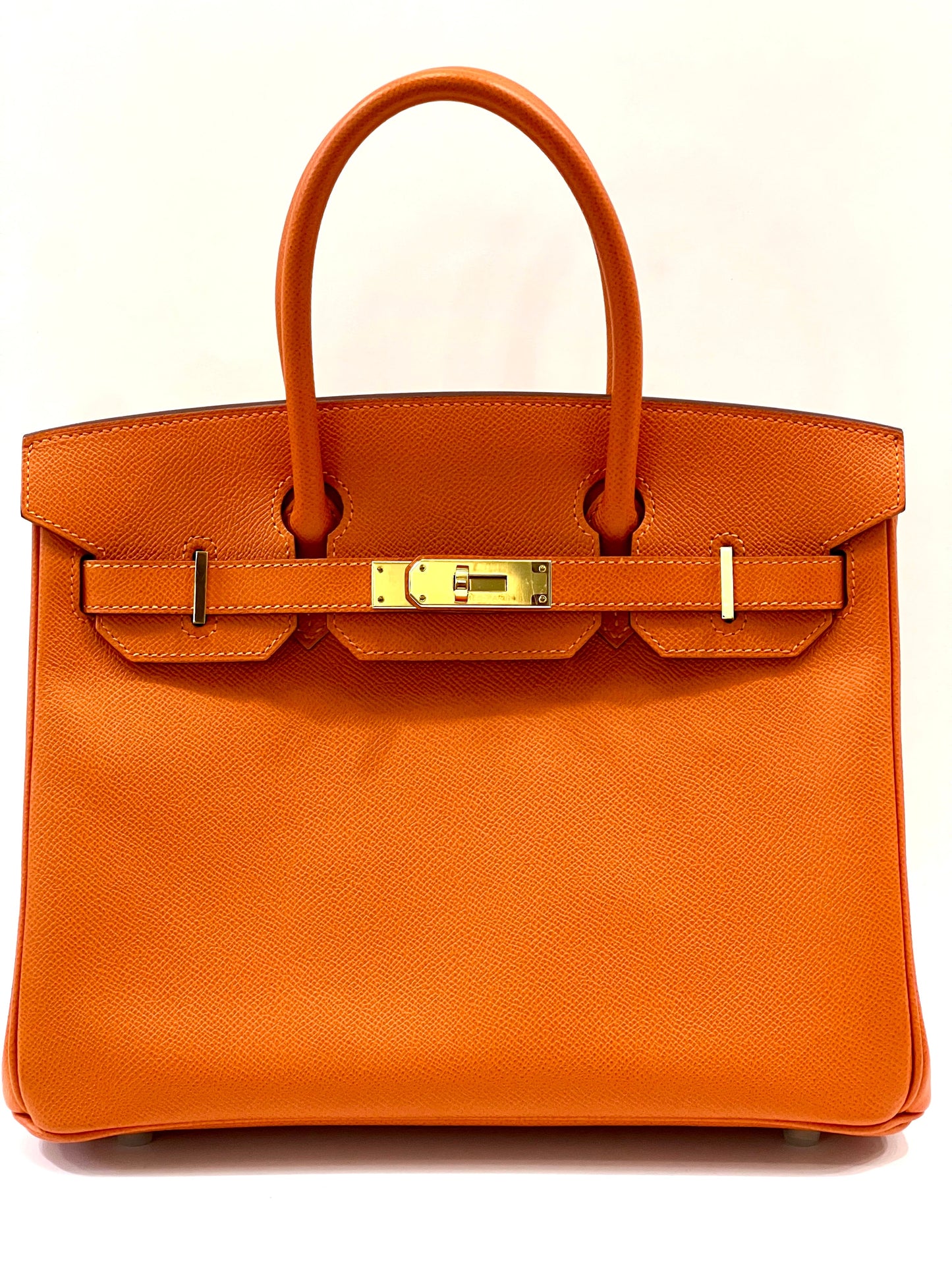 HERMÈS EPSOM LEATHER BIRKIN 30 HANDBAG IN APRICOT
