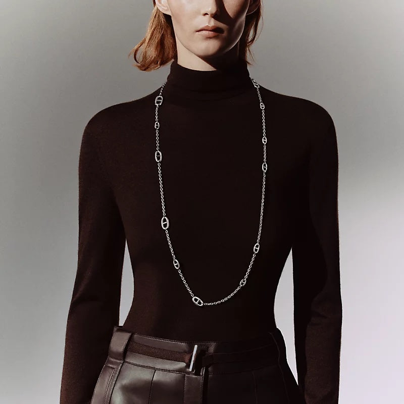 HERMÈS FARANDOLE STERLING SILVER LONG NECKLACE