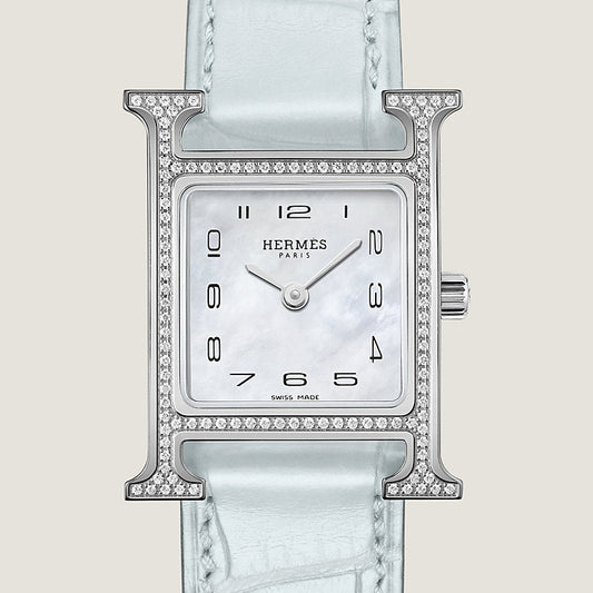 HERMÈS HEURE H 25MM DIAMOND WATCH