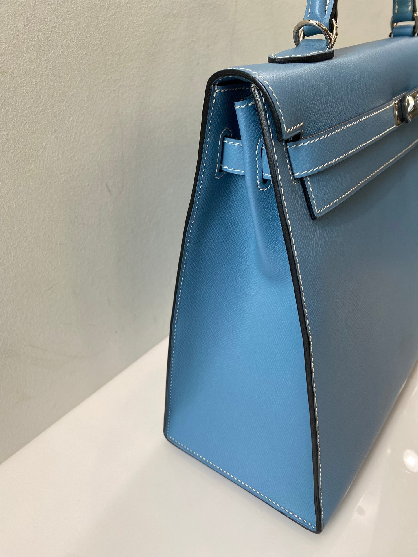 HERMÈS KELLY SELLIER 35 EPSOM LEATHER IN BLUE JEAN-HS