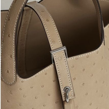 HERMÈS PITCOTIN LOCK 18 GRIS OSTRICH BAG