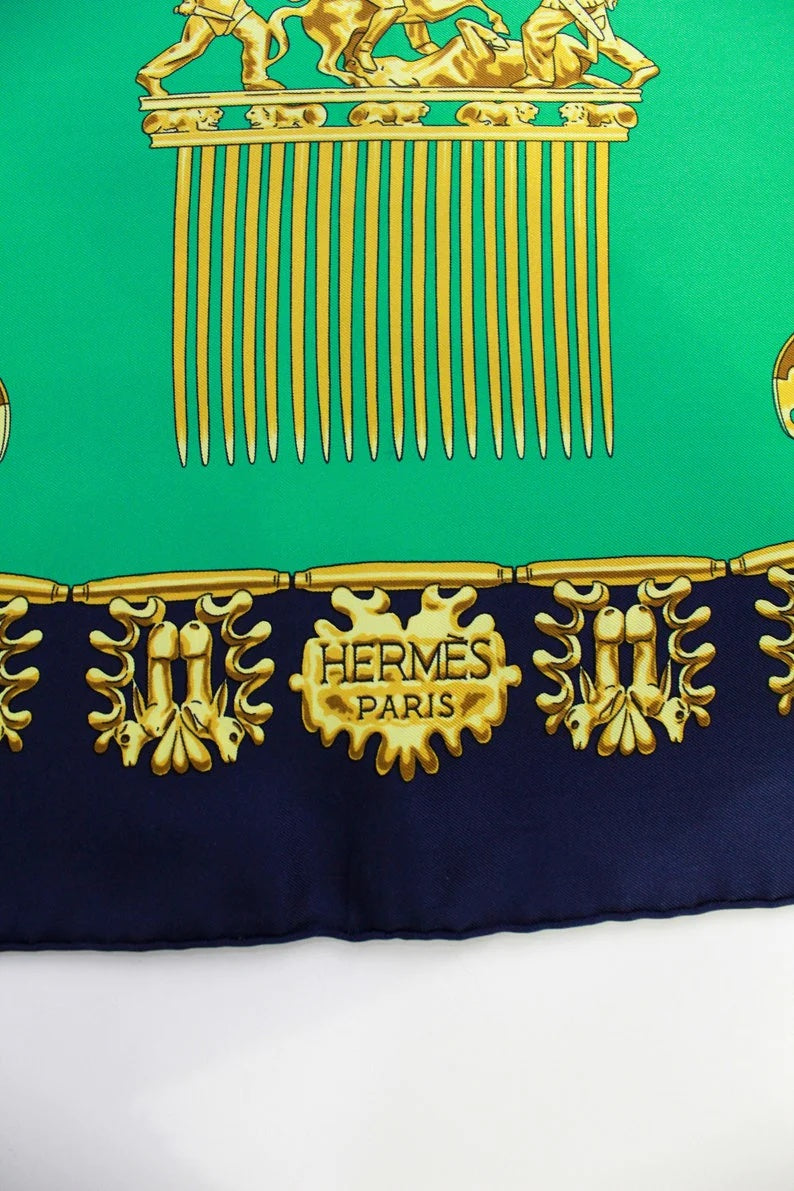 HERMÈS PARIS CARRE TITRE LES CAVALIERS D'OR SILK SCARF