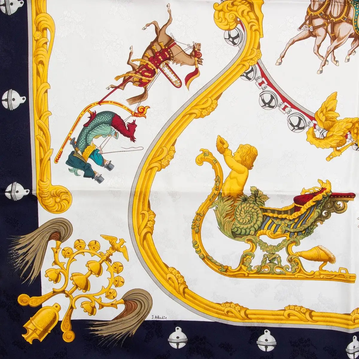 HERMÈS VINTAGE PLUMES ET GRELOTS SILK SCARF
