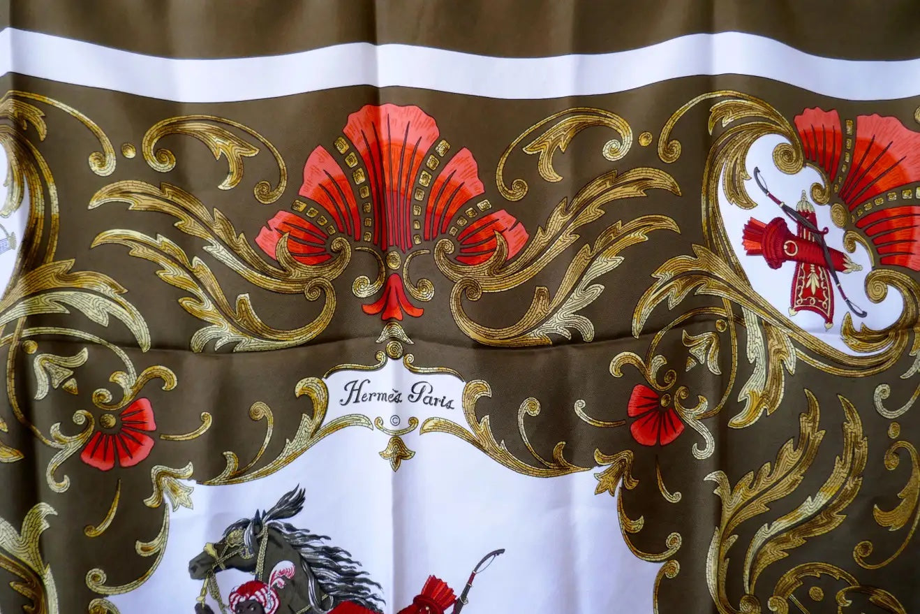 HERMÈS ULTRA RARE 1969 SILK SCARF CHEVAL TURC BY CHRISTINE VAUZELLES