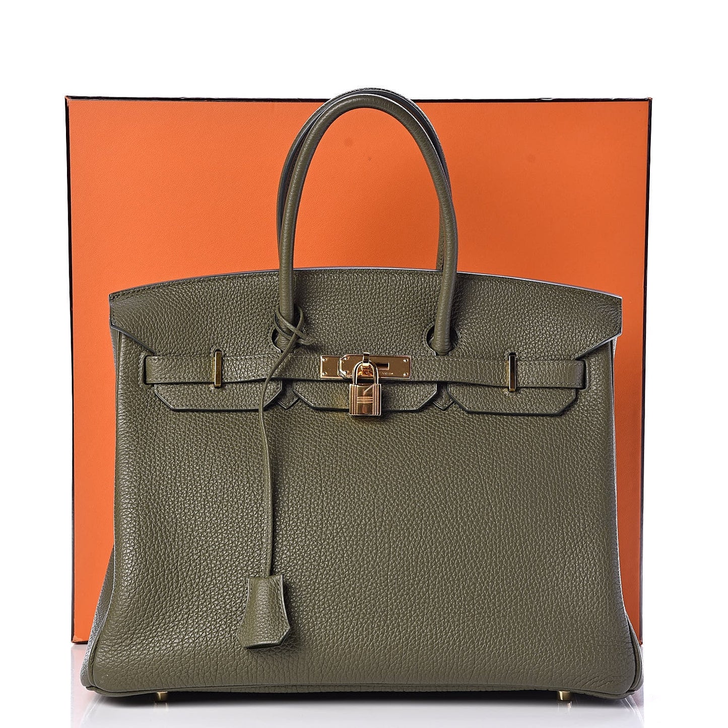 HERMÈS BIRKIN 35 TOGO LEATHER GOLD HARDWARE VERT OLIVE HANDBAG