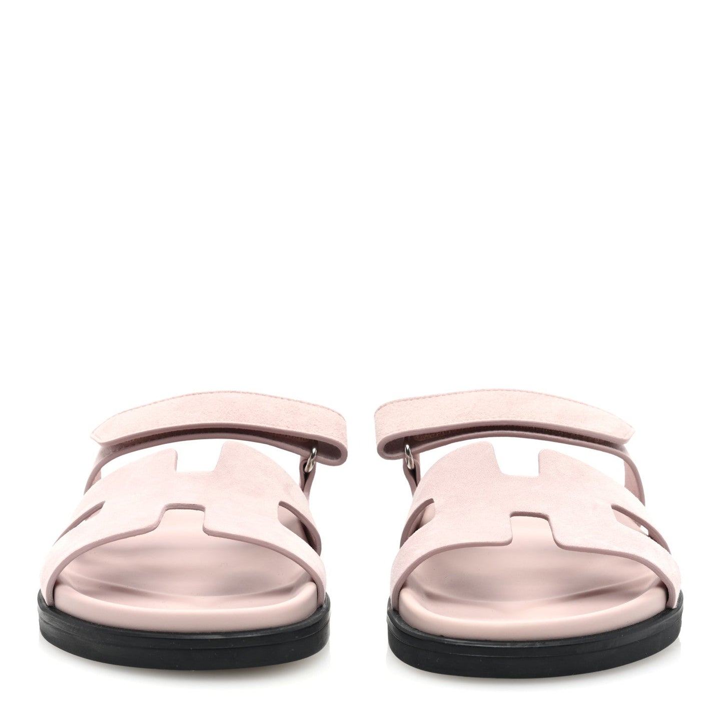 HERMÈS CHYPRE SUEDE ROSE PORCELAINE SANDALS