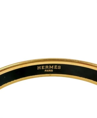 HERMÈS ENAMEL CLOISONNE NARROW 18K GOLD PLATED BANGLE BRACELET PM