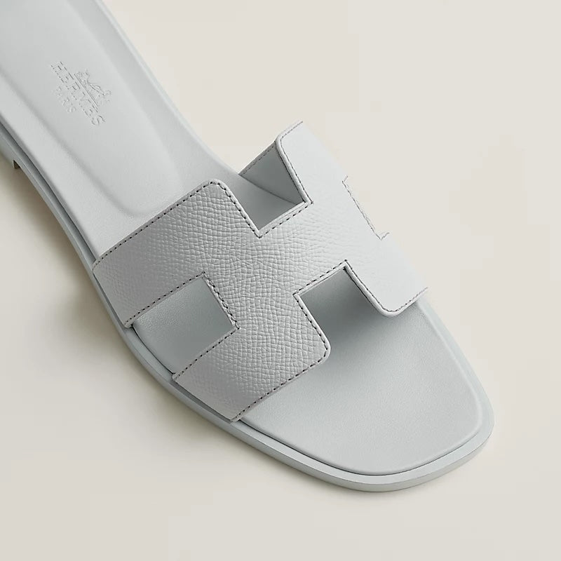 HERMÈS EPSOM CALFSKIN LEATHER ORAN H SANDALS MULES